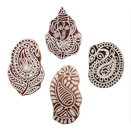 Set of 4 Piece New Mix Wooden Printing Block